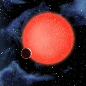 Image right: GJ1214b, shown in this artist’s view, is a super-Earth orbiting a red dwarf star 40 light-years from Earth. GJ 1214b represents a new type of planet, like nothing seen in the Solar System or any other planetary system currently known.