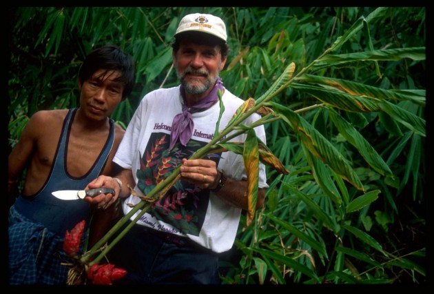 John Kress in Costa Rican rainforest with Zingiberales