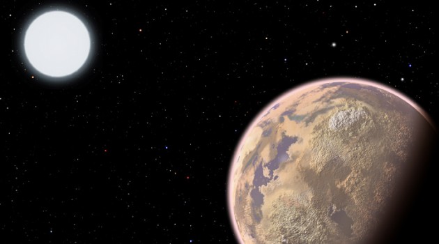 In this artist's conception, the atmosphere of an Earth-like planet displays a brownish haze - the result of widespread pollution. New research shows that the upcoming James Webb Space Telescope potentially could detect certain pollutants, specifically CFCs, in the atmospheres of Earth-sized planets orbiting white dwarf stars. (Image by Christine Pulliam, CfA)