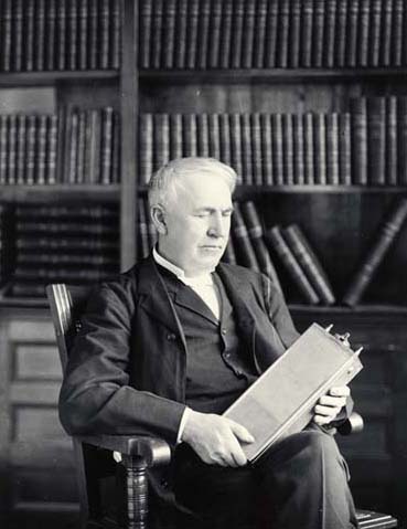 Thomas Edison sits with one of his rechargeable nickel-iron batteries. Frustrated by design flaws that led to a 5-year recall and redesign, Edison wrote in a letter to his wife that he hoped “there will be no batteries in heaven.” (Photo: Wikimedia Commons)