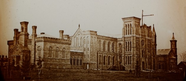 early photo of Smithsonian Castle