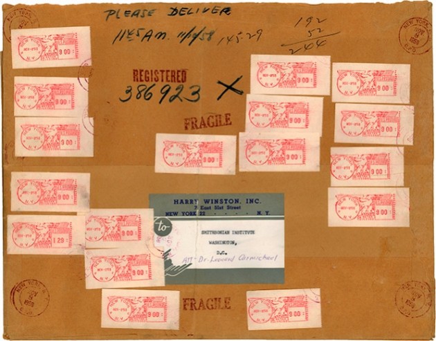 Hope Diamond Mail Wrapper, Postmark: Nov. 8, 1958