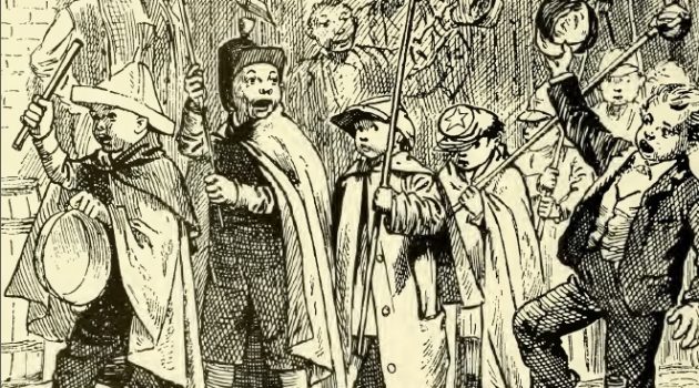 Adults encourage some very partisan children to don uniforms, light torches, and march through their community before the big 1880 election. “A Phase of Campaign Enthusiasm,” Frank Leslies Illustrated Newspaper, November 12, 1880.