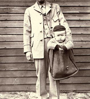 Carriers had fun with the idea of “mailing” babies and staged these photographs. This image is a part of a collection of Smithsonian photographs on Flickr and the most popular photograph from the Institution in that collection.