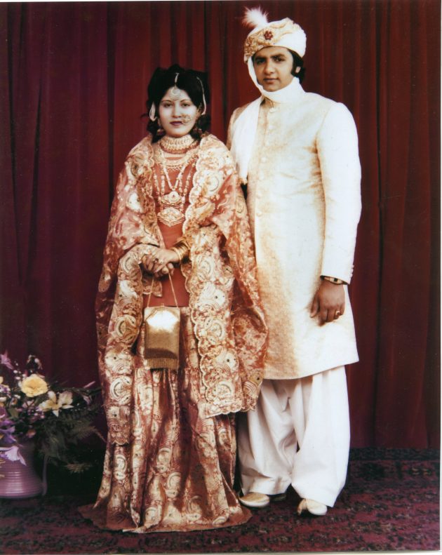 Portrait of couple in traditional formal dress