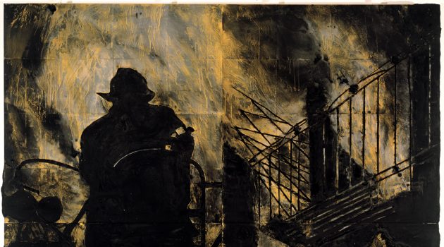"Early Morning May 20 1986,"1986, latex and tar on tile over Masonite. Private collection, New
York. © Donald Sultan